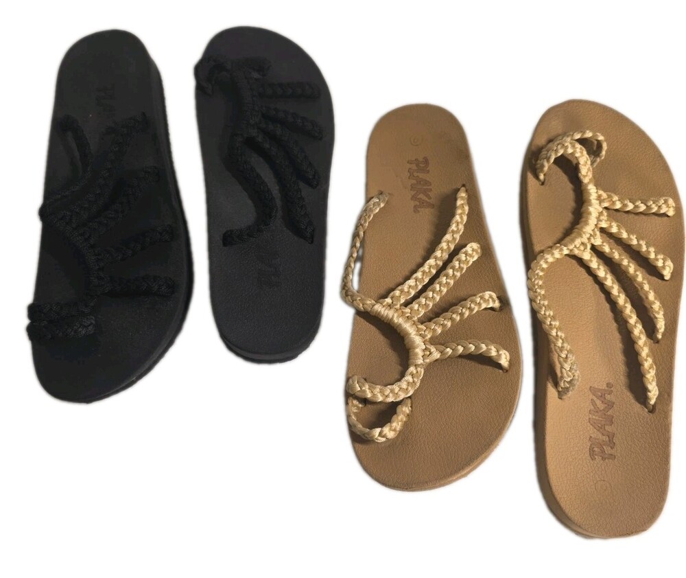 Plaka Relief Braided Arch Support Flip Flop Sandals Bundle - Women’s Size 9